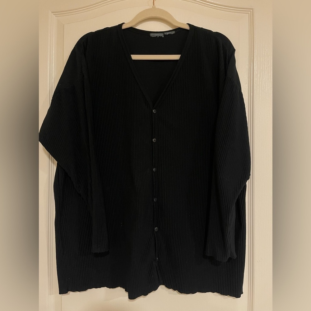 Black ribbed button up cardigan​​​​​​​​